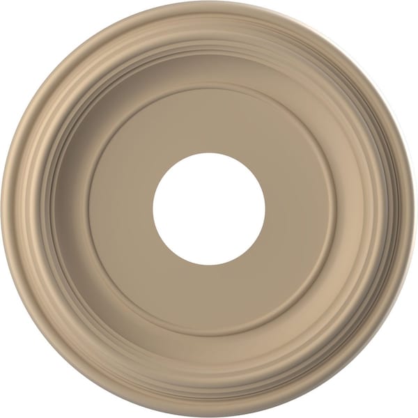 Ekena Millwork Traditional PVC Medallion (Canopies up to 7 1/2"), 13"OD x 3 1/2"ID x 1 1/4"P, Satin Smokey Beige CMP13TRGBE - main